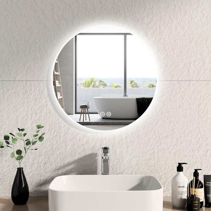Produktbild Emke Badspiegel mit Beleuchtung Φ50cm, 3 Farbtemperaturen(3000K-6500K) und dimmbaren, Touch Schalter