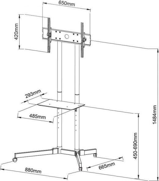 Produktbild Techly ICA-TR6 TV-Rollwagen (65", 60 kg)