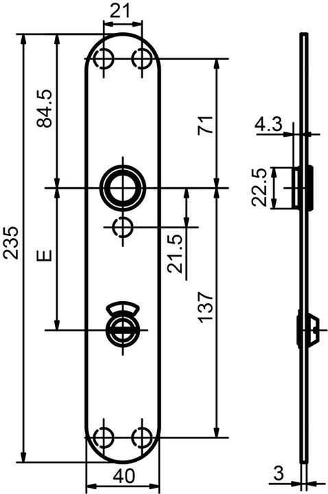 Actual product image Glutz Piatto WC door plates glide 52047.4 outside (Door plate set)