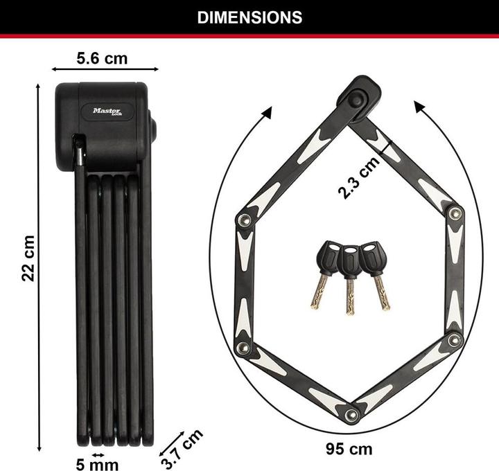Actual product image Master Lock Folding lock (VdS) with key 8333EURDPRO (95 cm)