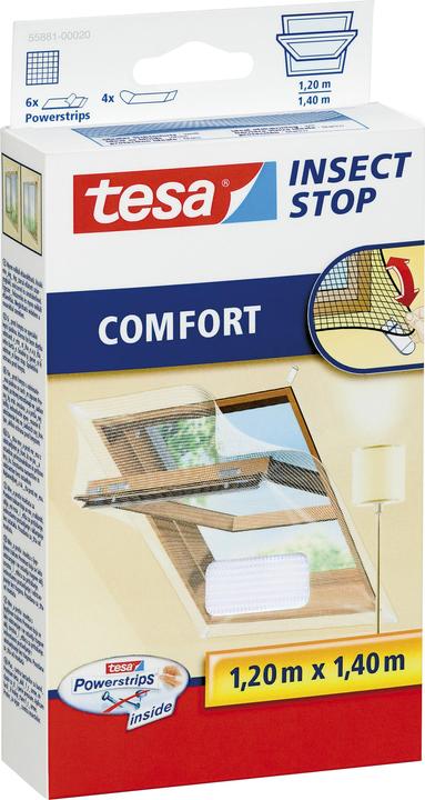 Actual product image tesa COMFORT insect screen for roof windows, with Velcro tape, self-adhesive, without drilling (120 x 140 cm)