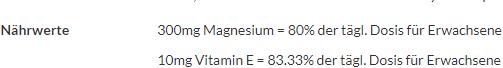 Nutritional values and ingredients Fortevital Magnesium with min E effervescent tablets (20 Piece, Effervescent tablet, 124 g)