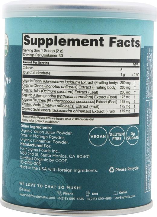 Nutritional values and ingredients Four Sigmatic Adaptogen Blend (1 Piece, 60 g)