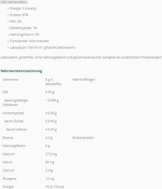 Nährwerte und Zutaten Fresubin Protein Powder 40 x 11. (40 Stück, Pulver, 460 g)