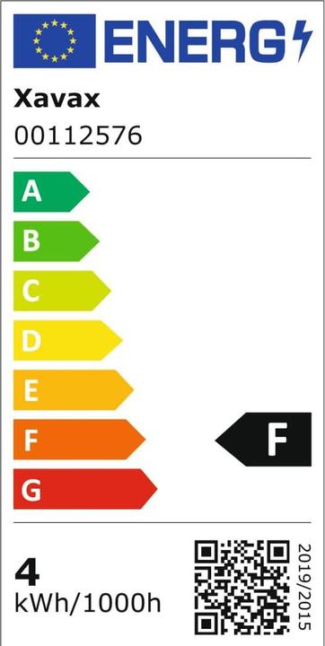 Etichetta energetica Xavax Lampada LED Filamento LED, E27, 400lm sostituisce 35W, lampada a incandescenza, W (E27, 35 W, 400 lm, 1 x, F)