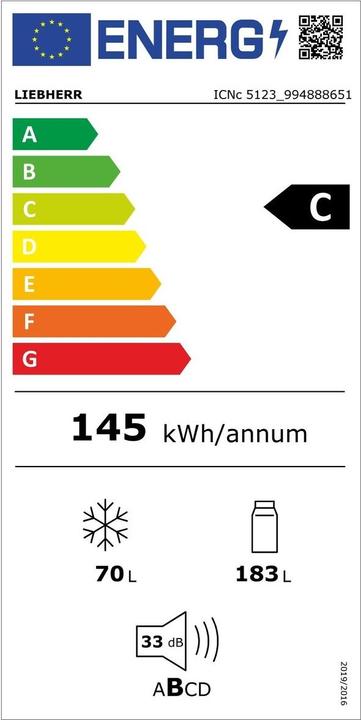 Label énergétique Liebherr ICNc5123-22 (253 l)