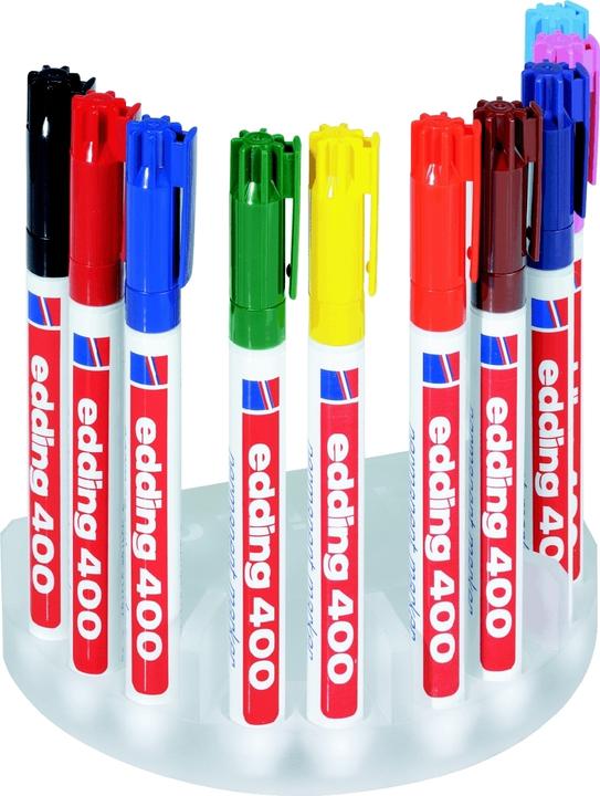 Image du produit Edding Marqueur indélébile 400 1mm couleurs assorties 10 pcs/paquet (Jaune, Rouge, Bleu, Rose, Vert, Marron, Bleu clair, Orange, Violet, assorti noir, 1 mm, 10 x)