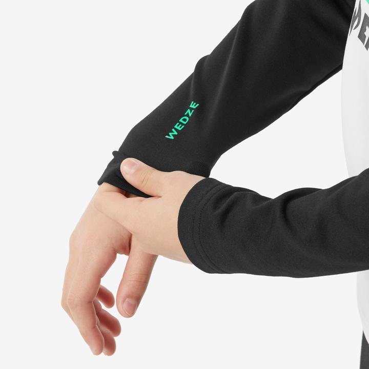 Produktbild Wedze Skiunterwäsche Funktionsshirt Kinder - BL 500 schwarz/weiss mit Motiv (164)