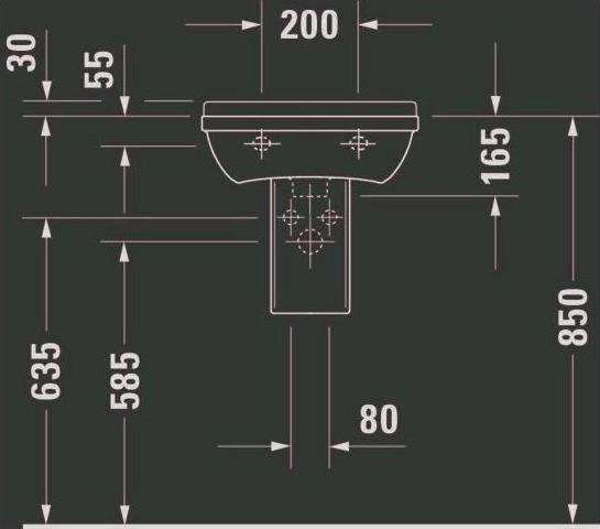 Produktbild Duravit Handwaschbecken STARCK 3 m ÜL HLB 450x320mm 1 Hahnloch weiss (320 mm, 450 mm)
