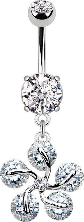 Immagine prodotto Star Piercing Banana in argento con due sfere di cristallo ciondolo in argento cinque petali di cristallo (Acciaio chirurgico 316L, Ottone)