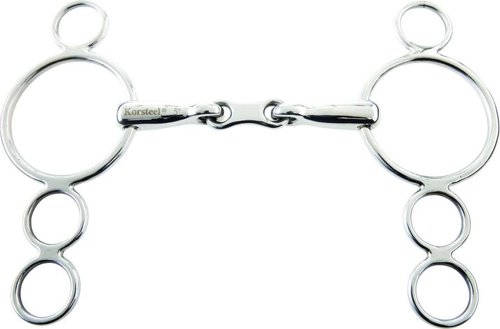 Immagine prodotto Korsteel Snaffle a 3 anelli con maglie francesi in acciaio inossidabile