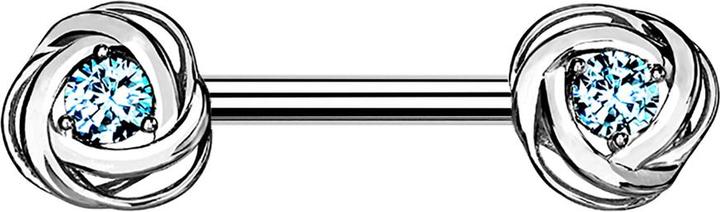 Star Piercing Barbell silber Rosenblüte Kristall aqua (Chirurgenstahl 316L, Messing)