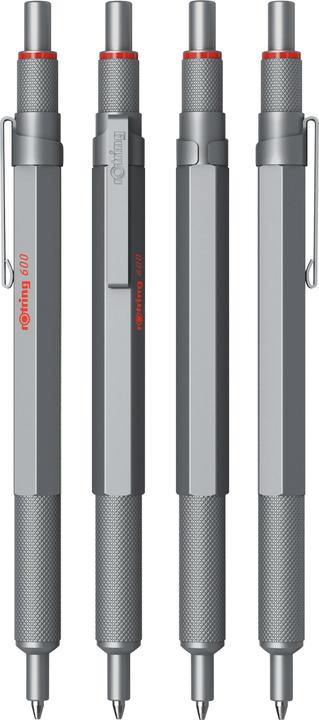 Produktbild Rotring 600 Gel Pen | 0.55 mm | Black Ink | Silver Metal Body Pen | Non-Slip Knurled Grip & Hexagonal Ba... (Silber, 1 x)