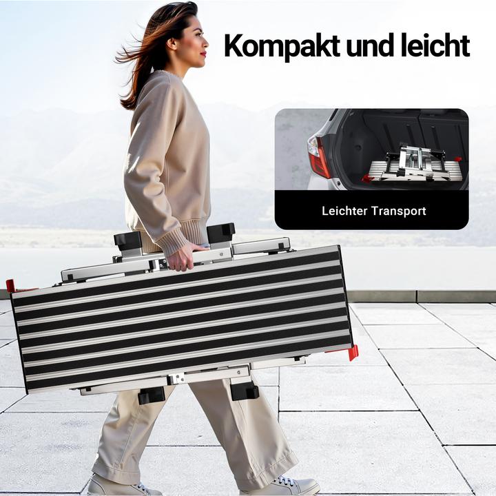 Produktbild Wiltec Alu Arbeitsplattform klappbar mobile Arbeitsbühne Tritthocker Gerüstturm (Arbeitsplattform, 126.50 cm)