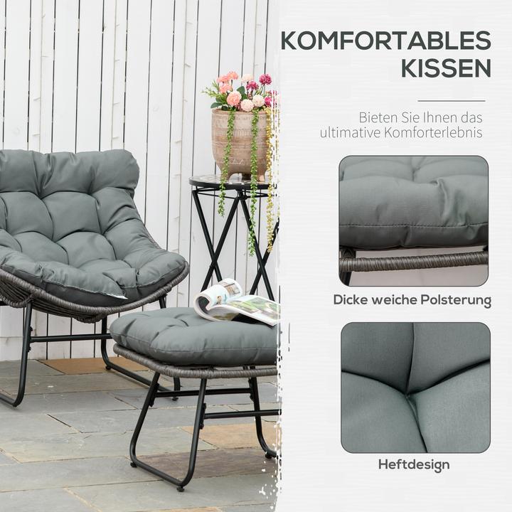 Image du produit Outsunny Ensemble de fauteuils en rotin avec repose-pieds