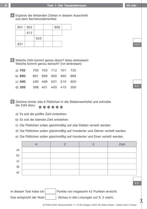 Produktbild Die Mathe-Helden: Mathe-Tests 3. Klasse (Deutsch, Heuchert, Detlev, 2020)