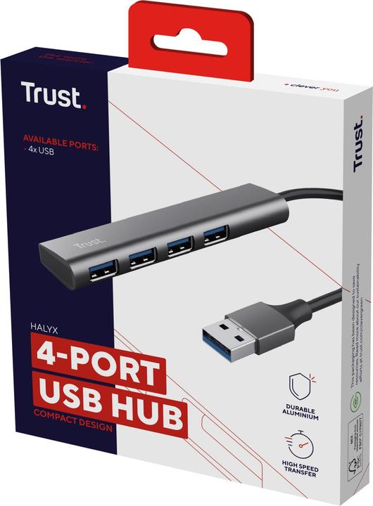 Image du produit Trust HALYX 4 PORT USB 3.2 GEN1 HUB (USB-C, 4 Ports)