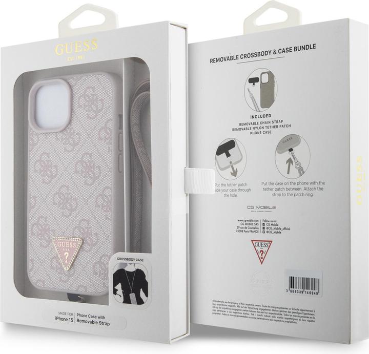 Produktbild Guess GUHCP15SP4TDSCPP iPhone 15 6.1" różowy/pink hardcase Crossbody 4G Metal Logo (Apple iPhone 15)