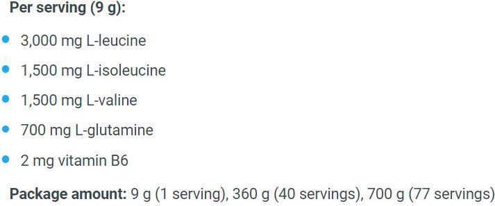 Nutritional values and ingredients Biotech USA BCAA Zero (1 Piece, Powder, 360 g)