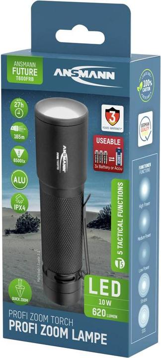 Image du produit Ansmann T600FRB Lampe de poche LED à piles, alimentée par batterie 620 lm 27 h 1 (12.20 cm, 620 lm)