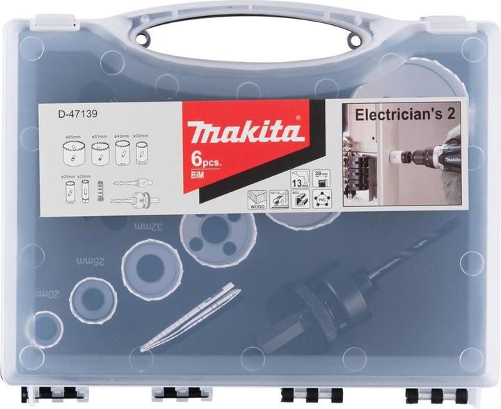 Actual product image Makita Hole saw set electrician 6tlg (20, 40, 51, 25.0 mm, 32.0 mm, 65 millimetres)