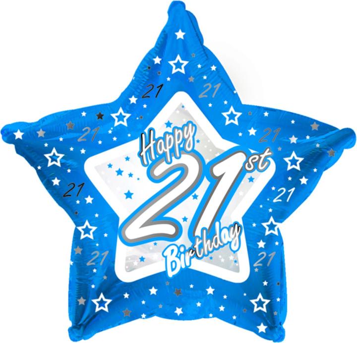 Produktbild Creative Party Happy 21st Birthday blauer Stern Ballon (1 x)