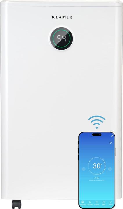 Immagine prodotto KLAMER Luftentfeuchter elektrisch 20L, 180m³ Luftumwälzung pro Stunde, 440W starker Raumentfeuc… (30 m², 20 l/24h)