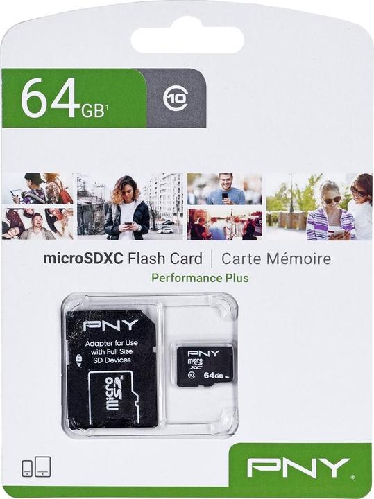 Actual product image PNY Performance Plus (64 GB, microSDXC, U1, UHS-I)