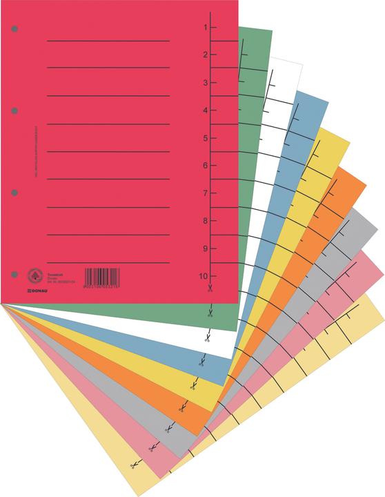 Actual product image Donau Index, cardboard, a4, 235x300mm, 1-10, 10 sheets, assorted colours