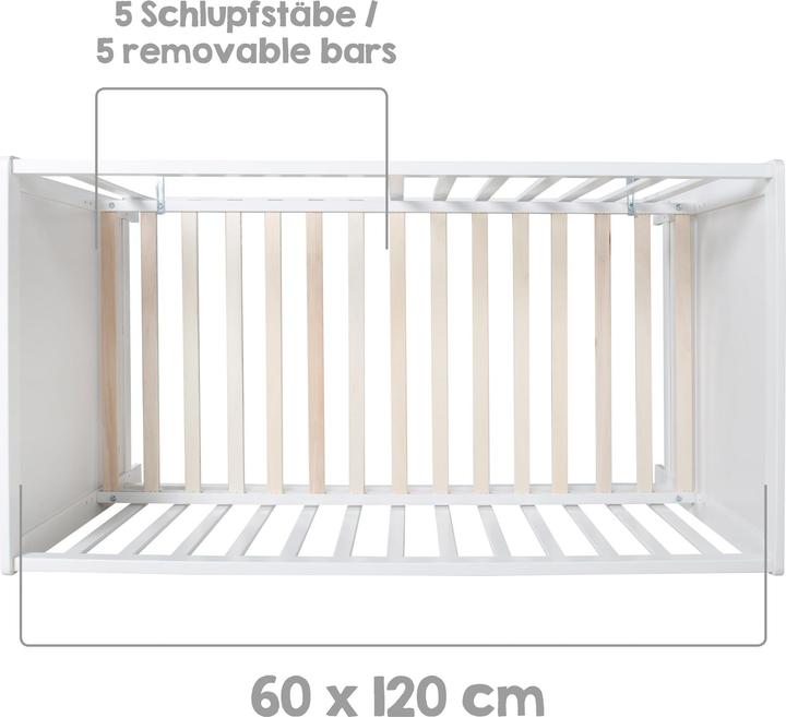 Produktbild Roba Multifunktionsbett mit Beistellfunktion inkl. Bettausstattung (60 x 120 cm)