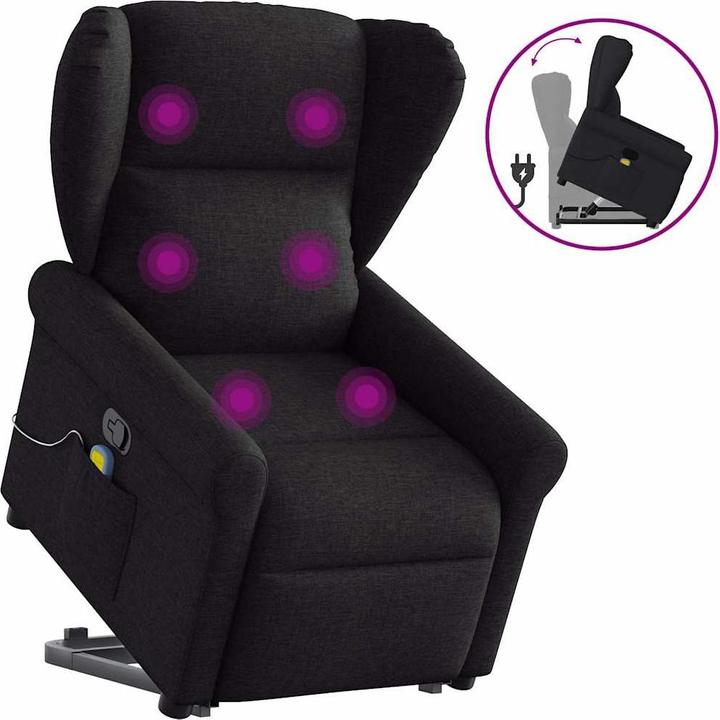 Actual product image VidaXL Massage chair with stand-up aid black fabric