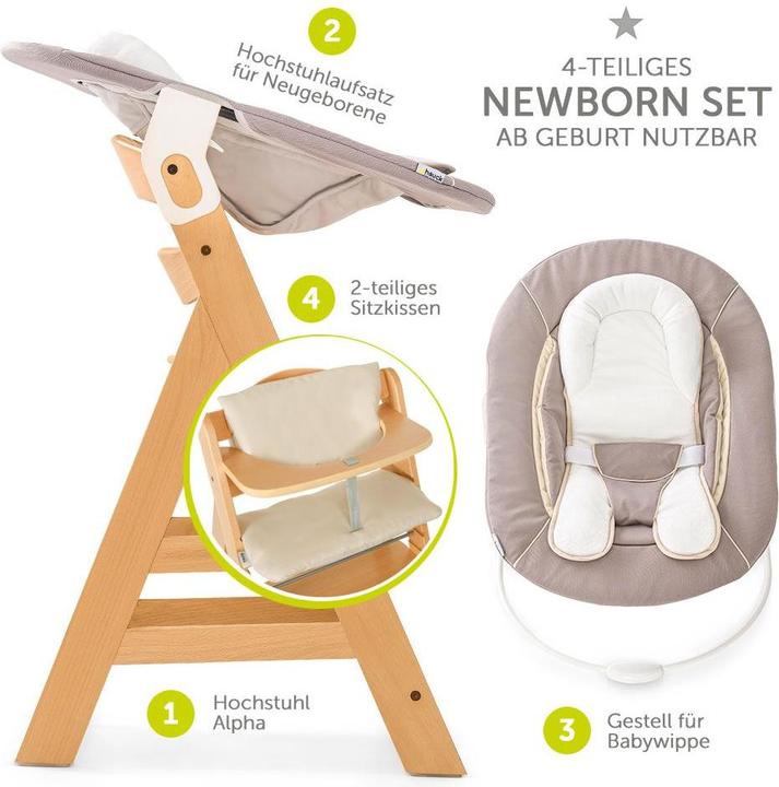 Actual product image Hauck Highchairs Alpha Plus Nature Newborn Set - 4-piece highchair (Highchair)
