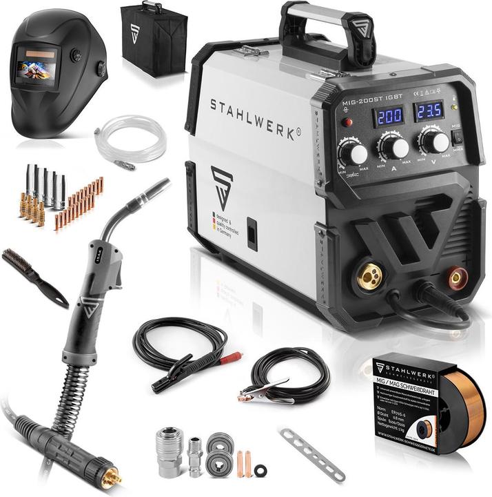Produktbild Stahlwerk Schweissgerät MIG MAG 200 ST IGBT Vollausstattung mit 200 Ampere E-Hand