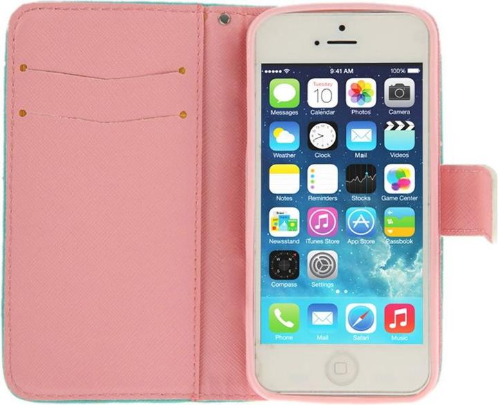 Actual product image König Design Protective cover mobile case (flip landscape) for mobile Apple iPhone 5 / 5s owl with heart (Apple iPhone 5)