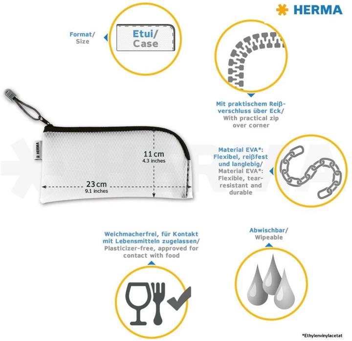 Actual product image HERMA Zipped pouch case