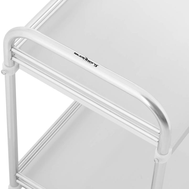 Produktbild Steinberg Laborwagen Edelstahl Aufbewahrungswagen Labor Rollwagen 2 Ablagen 20 kg Bremsen