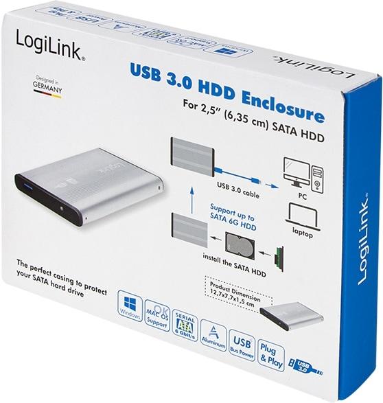 Produktbild LogiLink UA0106A – Gehäuse zu HDD 2,5 SATA USB 3.0 Silber (2.5")