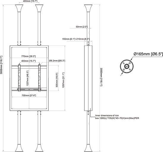 Actual product image Multibrackets M Pro Series Enclosure Floor to Ceiling Mount B2B 55" Medium Black