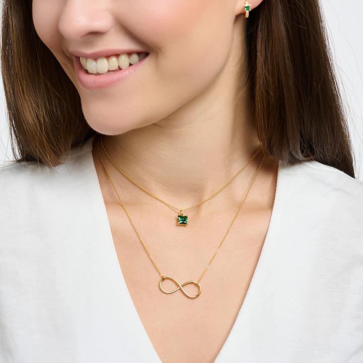 Actual product image Thomas Sabo Chain with green stone gold (925 silver, 18 carat gold plating, 40 - 45 cm)