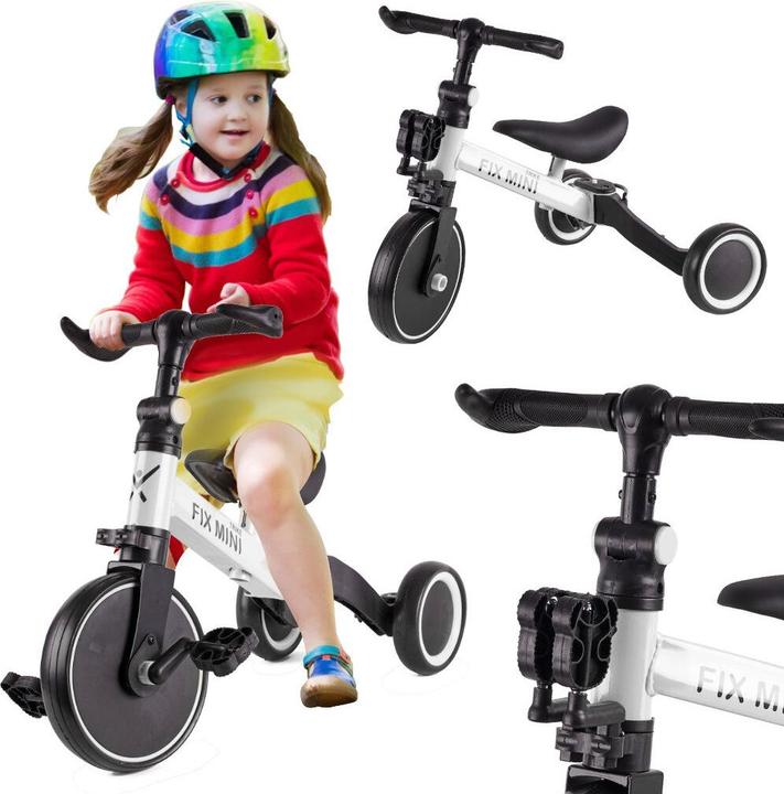Ikonka Trike Fix mini triciclo da fondo 3in1 con pedali bianco