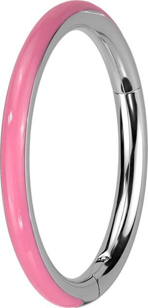 Produktbild Star Piercing Micro Segmentring klappbar silber seitlich pink "Glow" (Titan G23)