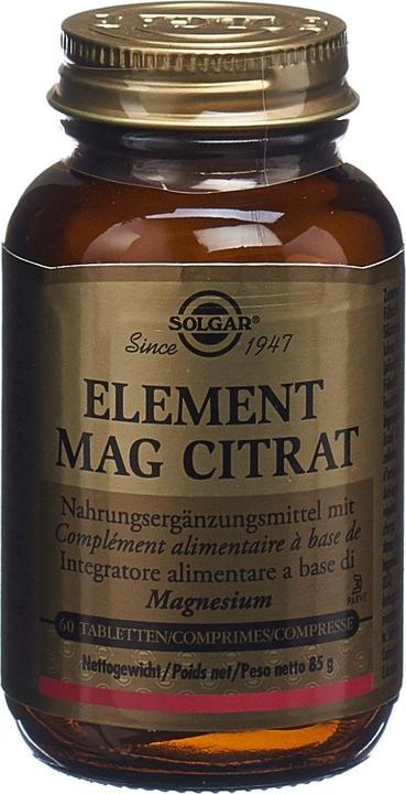 Image du produit Solgar Element Mag Citrate en comprimés (60 comprimés) (60 pièce(s), Cachets, 216 g)