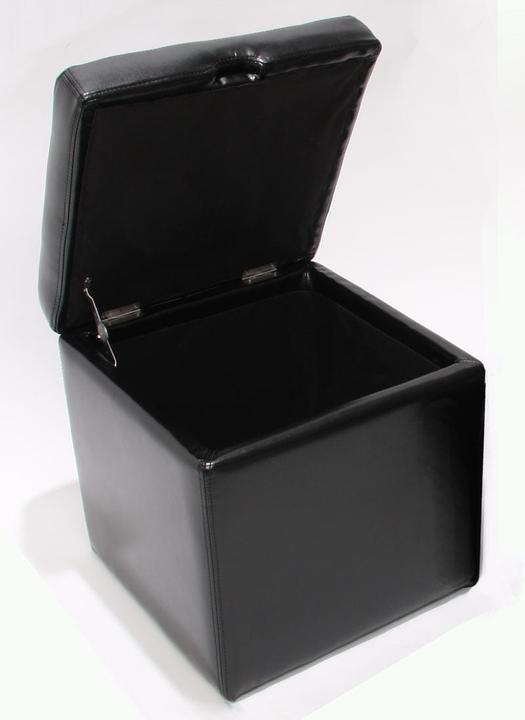 Immagine prodotto Swisshandel24 Sgabello Sedile Cubo Contenitore Onex, con coperchio, pelle + similpelle, 45x44x44cm - sch