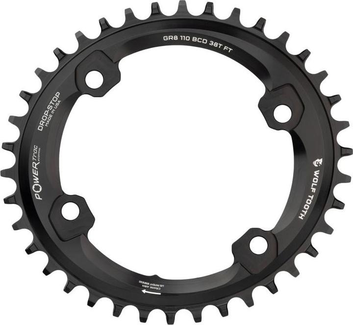 Produktbild Wolf Tooth PowerTrac Elliptical Shimano GRX Kettenblatt, 110BCD, 4-Loch, 46 Z., black (46)