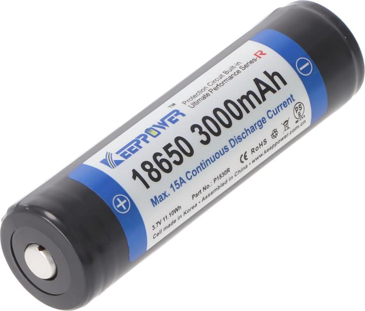 Produktbild Keeppower 18650 3000mAh 3,6V - 3,7V 69x18,85mm Li-Ion-Akku PCB geschützt (1 Stk., 18650, 3000 mAh)