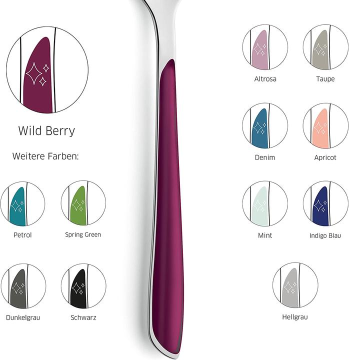 Produktbild Kuppels PRISMA Besteckset 24-teilig, wildberry, hochglanzpoliert, für 6 Personen (24 Stück, Besteck Set)