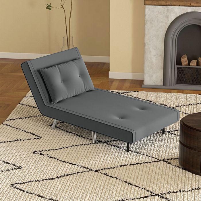 Produktbild Swisshandel24 Schlafsessel Kissen Gästebett Polstersofa Samt Dunkelgrau 77x88x83cm