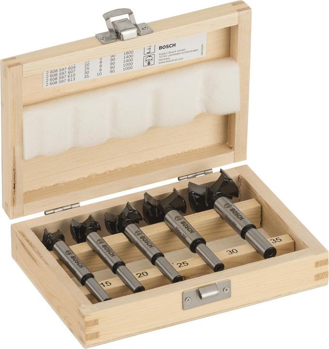 Bosch Professional Zubehör 5-tlg. Scharnierlochbohrer-Set, Carbide, 15–35 mm (15-35 mm)