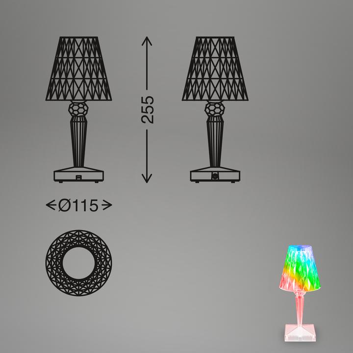 Produktbild Briloner Akku RGB-LED Tischleuchte, Kristalloptik, transparent, 1xLED/2,3W (65 lm)