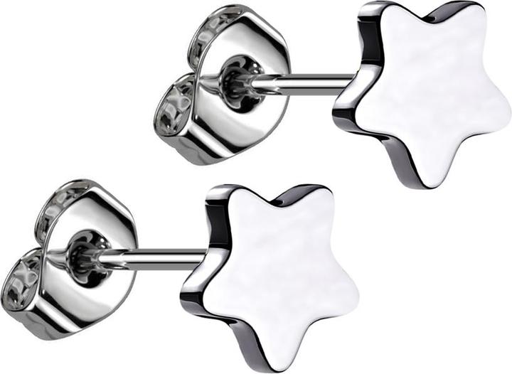 Star Piercing Threadless Ohrstecker silber Stern silber (Titan G23, ohne Messing)